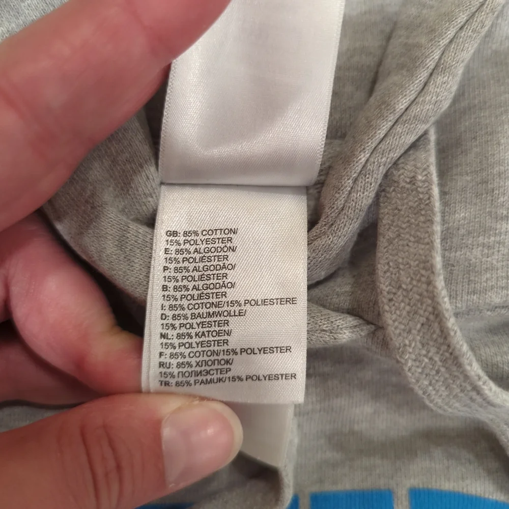 The North Face Heather Grey Hoodie Blue Logo - Women's Size Medium Classic Basic